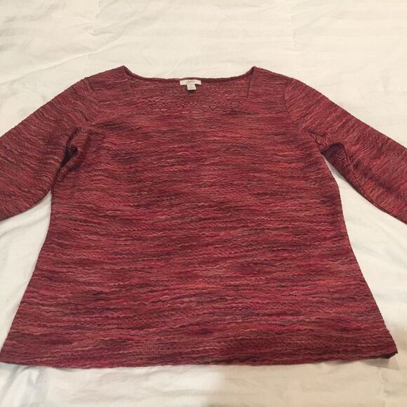J Jill Stretch Crinkly Top in Fuchsia, Rust, Sz S - Picture 4 of 7